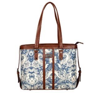 Blue Multicolor Printed Laptop Handbag for Women