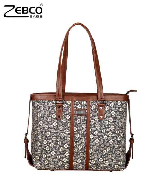 Office Bag with Padded Laptop Compartment Handbag (Black Floral)