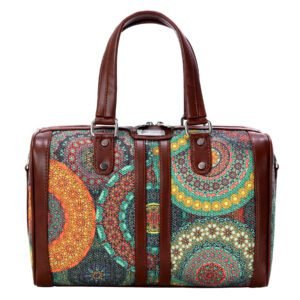 Women Handbag with 51" Vegan Leather Strap (Floral Mandala)