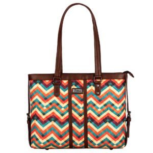 3) Office Bag with Padded Laptop Compartment Handbag (Peacock Pyramid)