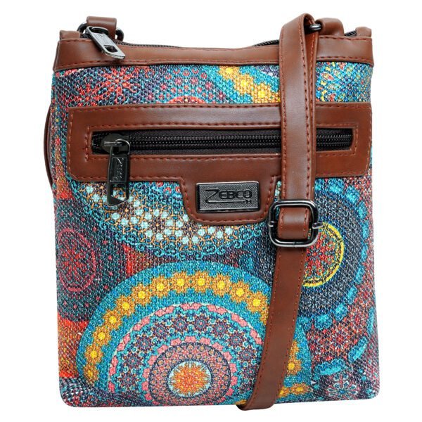 floral mandala vertical sling bag for women and ladies non leather vegan