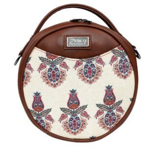 ZEBCO BAGS Round Sling Bag | Women Handbag | Ladies Handpurse - Ajrakh Block