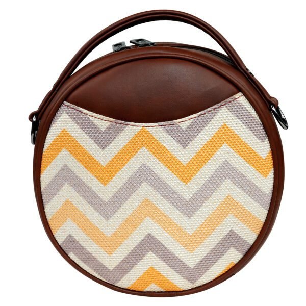 ZEBCO BAGS Round Sling Bag | Women Handbag | Ladies Handpurse - Chevron Desert