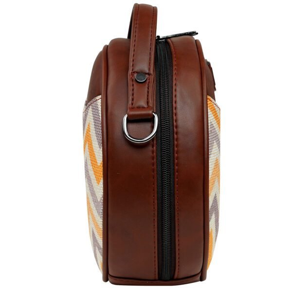 ZEBCO BAGS Round Sling Bag | Women Handbag | Ladies Handpurse - Chevron Desert yellow colour