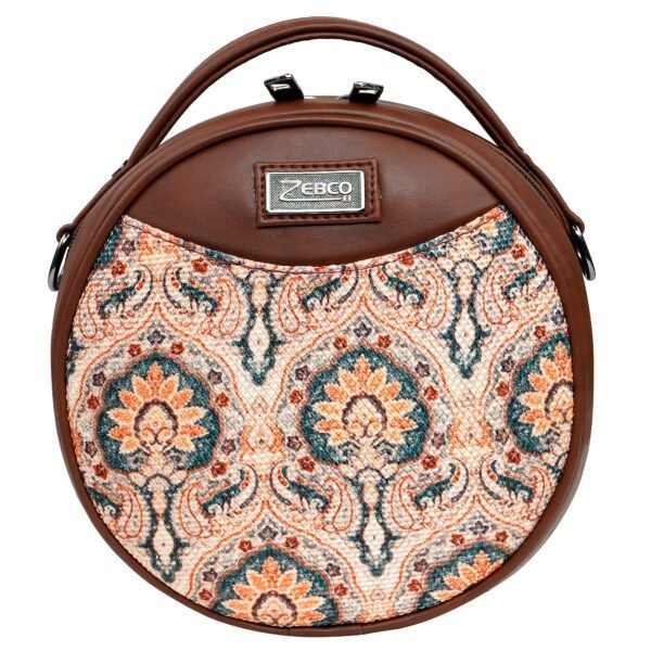 ZEBCO BAGS Round Sling Bag | Women Handbag | Ladies Handpurse - Damask Motif