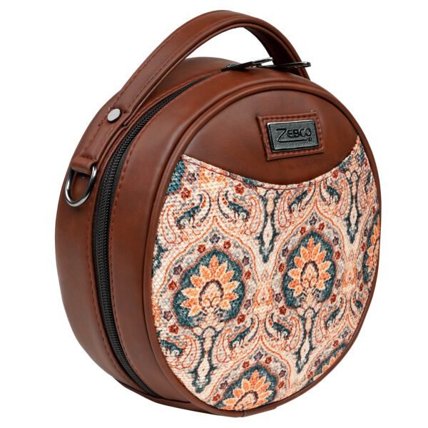 ZEBCO BAGS Round Sling Bag | Women Handbag | Ladies Handpurse - Damask Motif