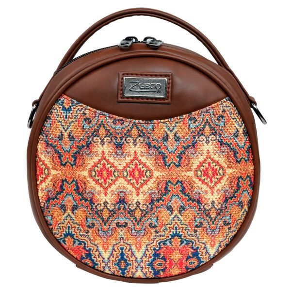 ZEBCO BAGS Round Sling Bag | Women Handbag | Ladies Handpurse - Ethnic Tribal