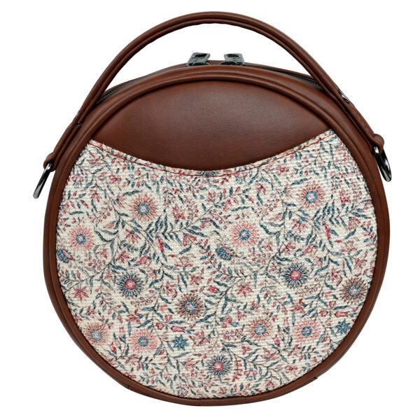 ZEBCO BAGS Round Sling Bag | Women Handbag | Ladies Handpurse - Floral Motif