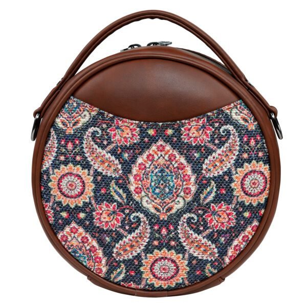 ZEBCO Round Sling Bag | Women Handbag | Ladies Handpurse - Red Floral
