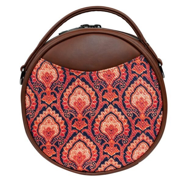 ZEBCO Round Sling Bag | Women Handbag | Ladies Handpurse - Red Floral Block
