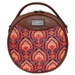 ZEBCO Round Sling Bag | Women Handbag | Ladies Handpurse - Red Floral Block